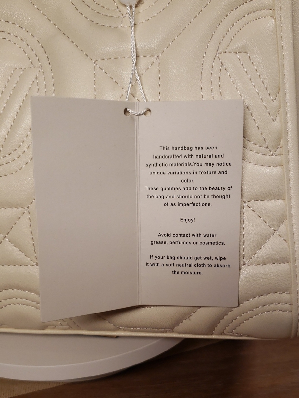 Valentino Orlandi Quilted Cream Tote w/ Pouch, Crossbody & Logo Charm NWT! $359 - Picture 6 of 14